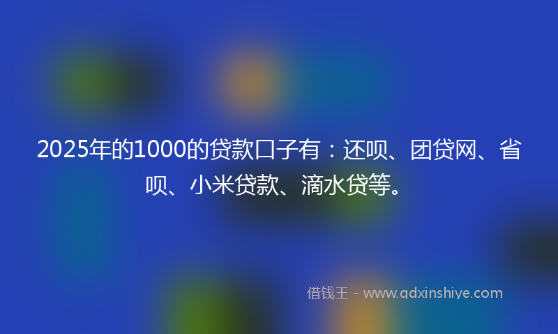 2025年的1000的贷款口子有：还呗、团贷网、省呗、小米贷款、滴水贷等。