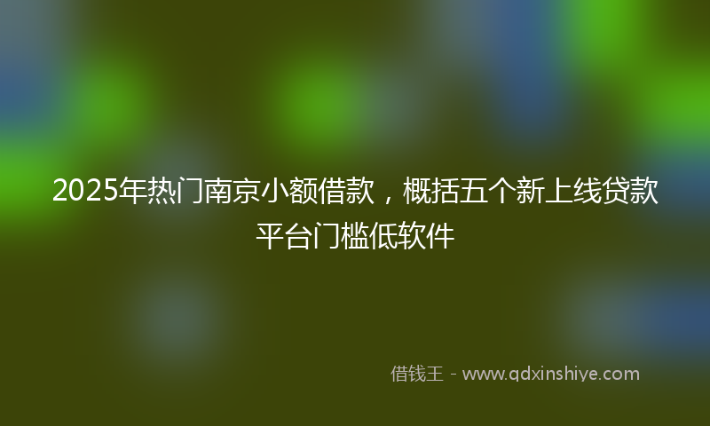 2025年热门南京小额借款，概括五个新上线贷款平台门槛低软件