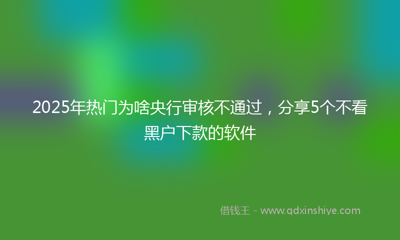 2025年热门为啥央行审核不通过，分享5个不看黑户下款的软件