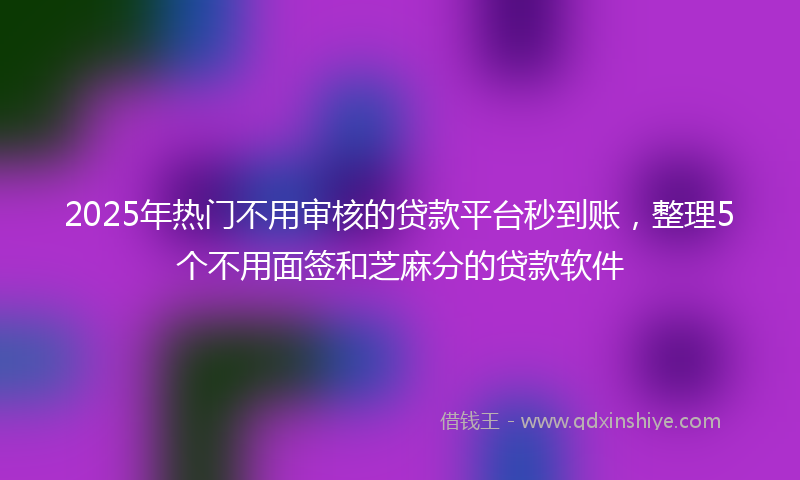 2025年热门不用审核的贷款平台秒到账，整理5个不用面签和芝麻分的贷款软件