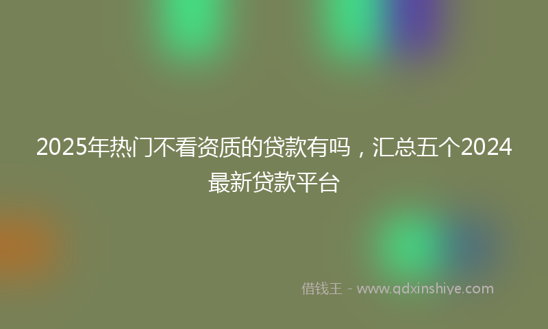 2025年热门不看资质的贷款有吗，汇总五个2024最新贷款平台