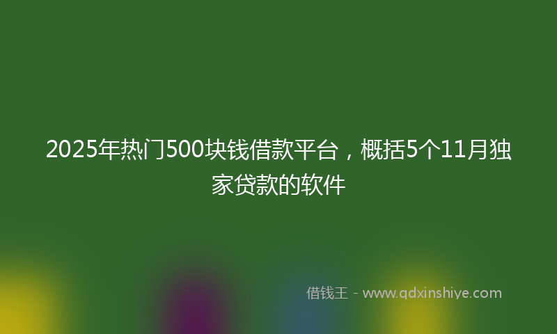 2025年热门500块钱借款平台，概括5个11月独家贷款的软件