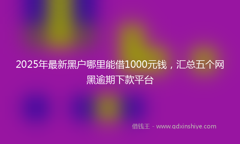 2025年最新黑户哪里能借1000元钱，汇总五个网黑逾期下款平台