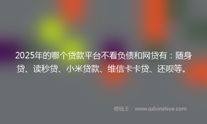 2025年的哪个贷款平台不看负债和网贷有：随身贷、读秒贷、小米贷款、维信卡卡贷、还呗等。
