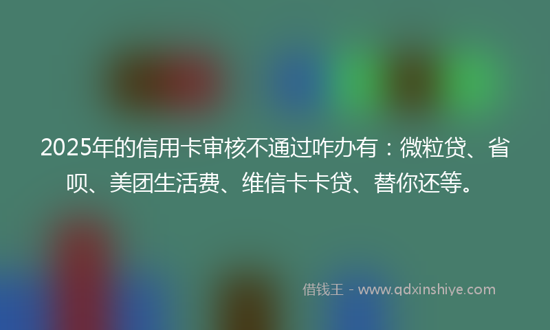 2025年的信用卡审核不通过咋办有：微粒贷、省呗、美团生活费、维信卡卡贷、替你还等。