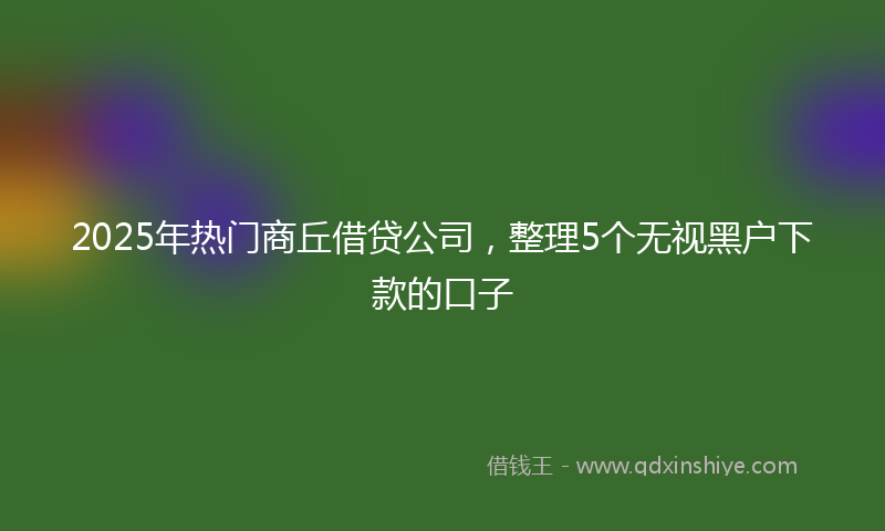 2025年热门商丘借贷公司，整理5个无视黑户下款的口子