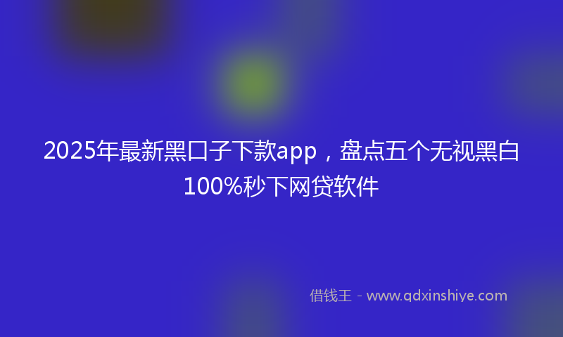 2025年最新黑口子下款app，盘点五个无视黑白100%秒下网贷软件