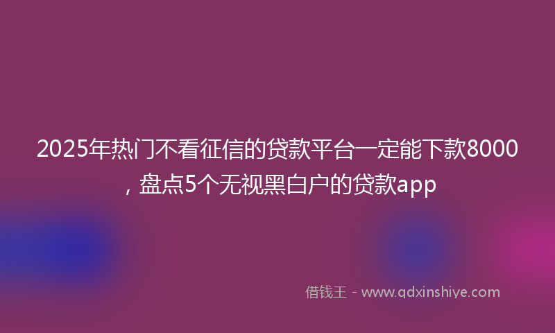 2025年热门不看征信的贷款平台一定能下款8000，盘点5个无视黑白户的贷款app