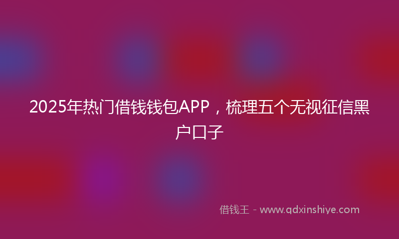 2025年热门借钱钱包APP，梳理五个无视征信黑户口子