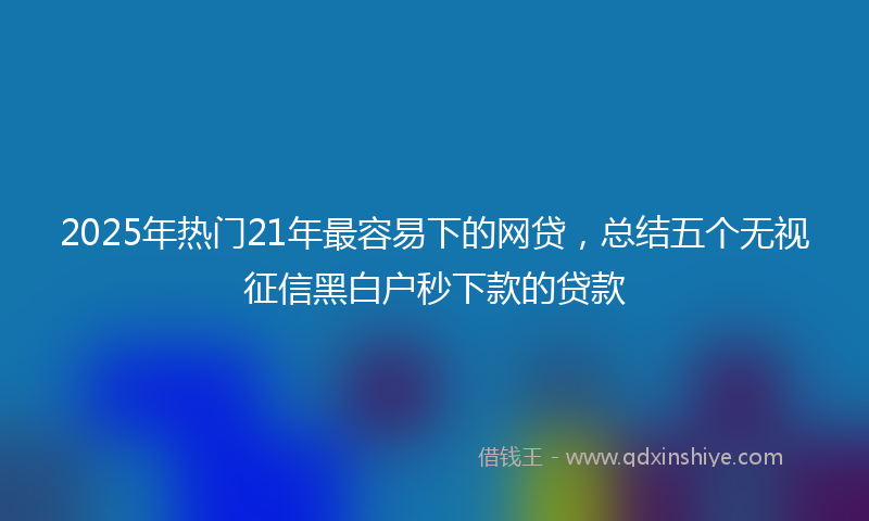 2025年热门21年最容易下的网贷，总结五个无视征信黑白户秒下款的贷款