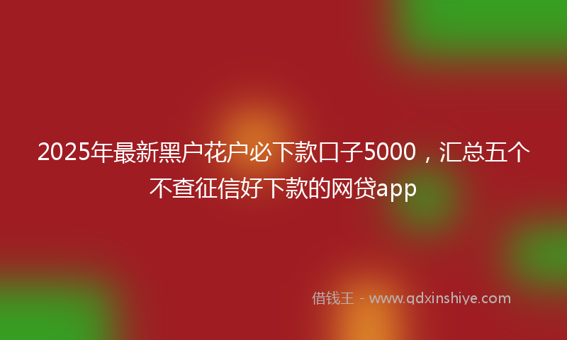 2025年最新黑户花户必下款口子5000，汇总五个不查征信好下款的网贷app