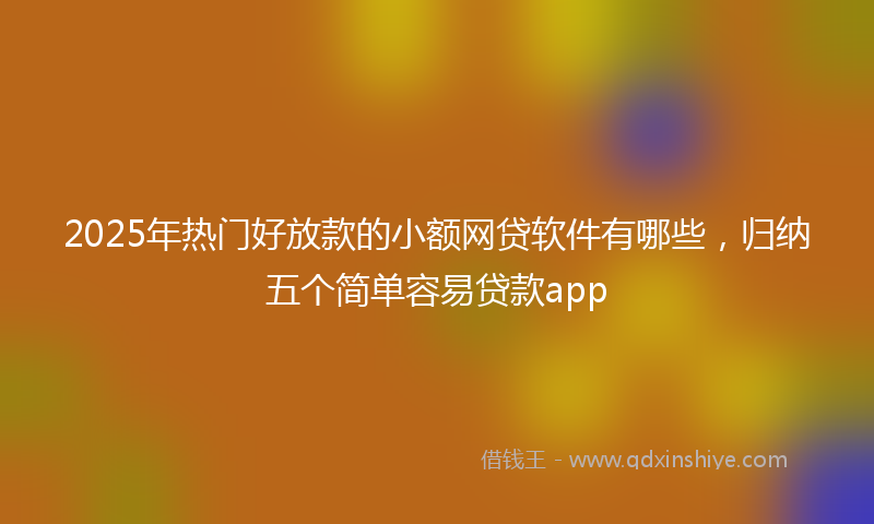 2025年热门好放款的小额网贷软件有哪些，归纳五个简单容易贷款app