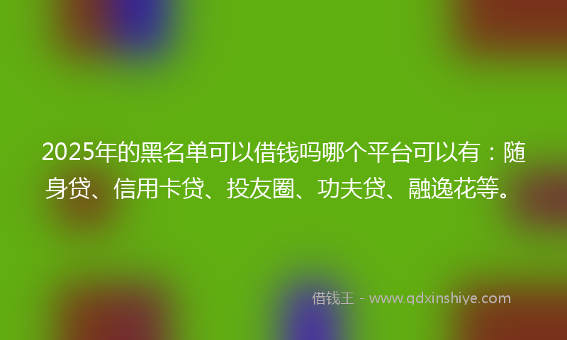 2025年的黑名单可以借钱吗哪个平台可以有：随身贷、信用卡贷、投友圈、功夫贷、融逸花等。