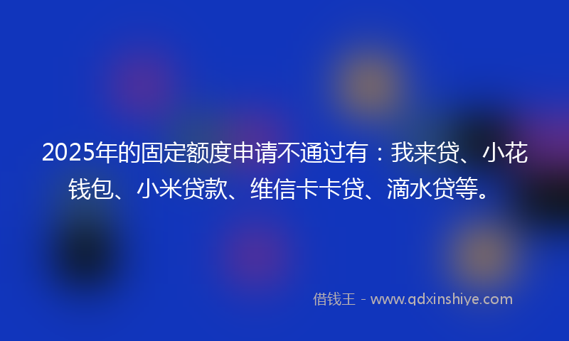 2025年的固定额度申请不通过有：我来贷、小花钱包、小米贷款、维信卡卡贷、滴水贷等。