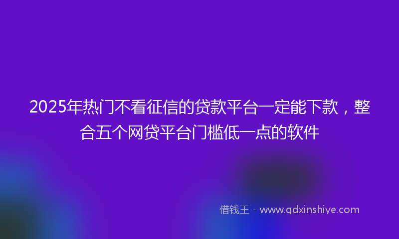 2025年热门不看征信的贷款平台一定能下款，整合五个网贷平台门槛低一点的软件