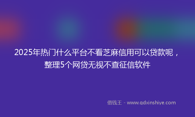 2025年热门什么平台不看芝麻信用可以贷款呢，整理5个网贷无视不查征信软件