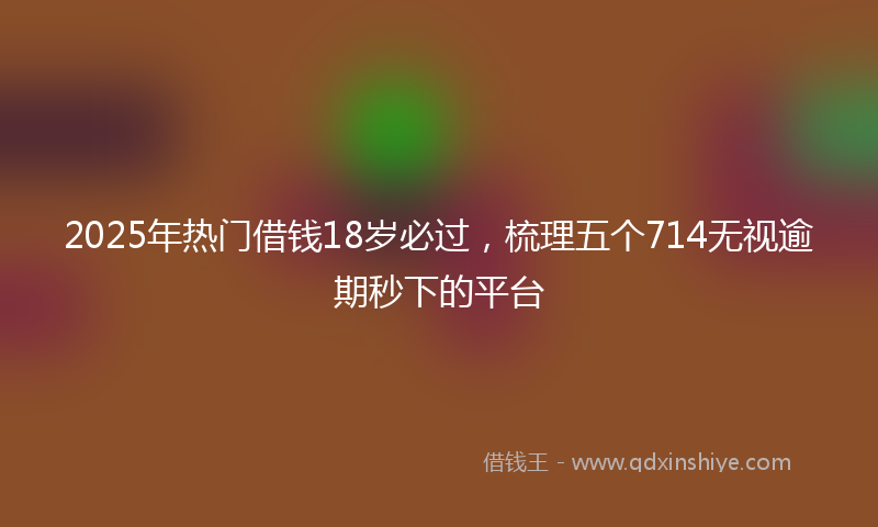 2025年热门借钱18岁必过，梳理五个714无视逾期秒下的平台