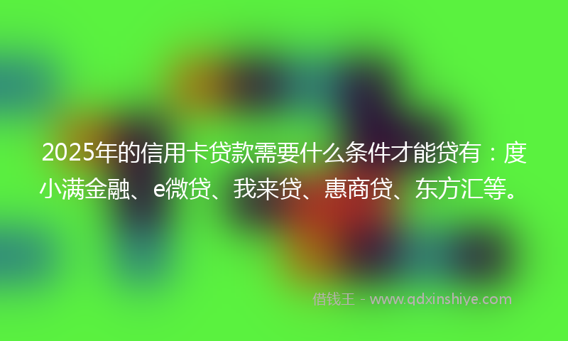 2025年的信用卡贷款需要什么条件才能贷有：度小满金融、e微贷、我来贷、惠商贷、东方汇等。