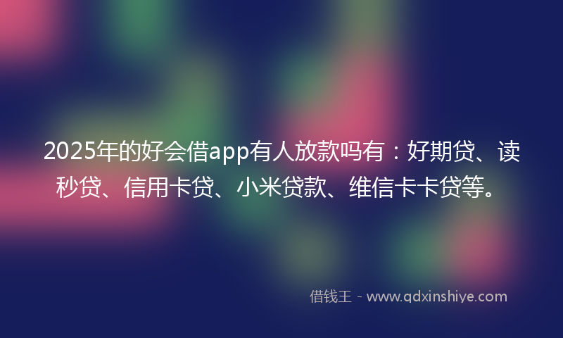 2025年的好会借app有人放款吗有：好期贷、读秒贷、信用卡贷、小米贷款、维信卡卡贷等。