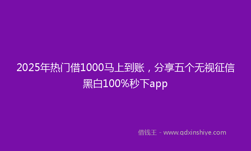 2025年热门借1000马上到账，分享五个无视征信黑白100%秒下app