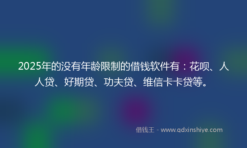 2025年的没有年龄限制的借钱软件有：花呗、人人贷、好期贷、功夫贷、维信卡卡贷等。