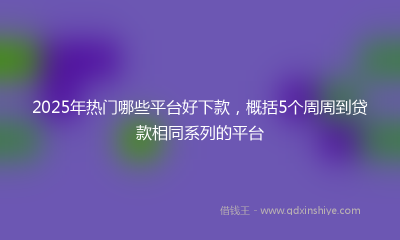 2025年热门哪些平台好下款，概括5个周周到贷款相同系列的平台