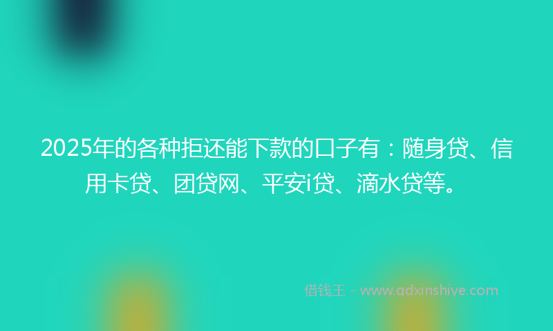2025年的各种拒还能下款的口子有：随身贷、信用卡贷、团贷网、平安i贷、滴水贷等。