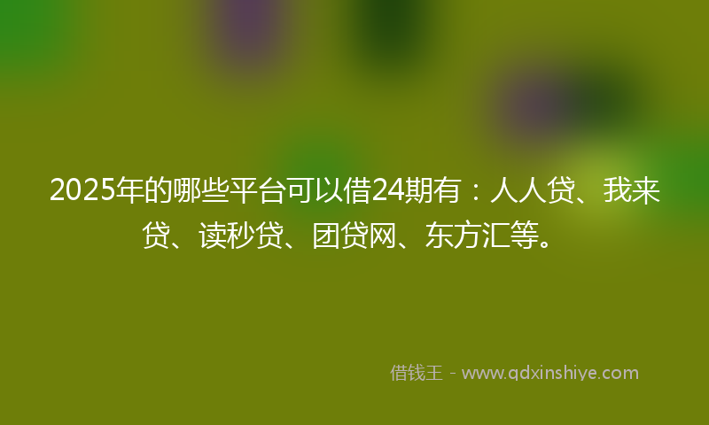 2025年的哪些平台可以借24期有：人人贷、我来贷、读秒贷、团贷网、东方汇等。