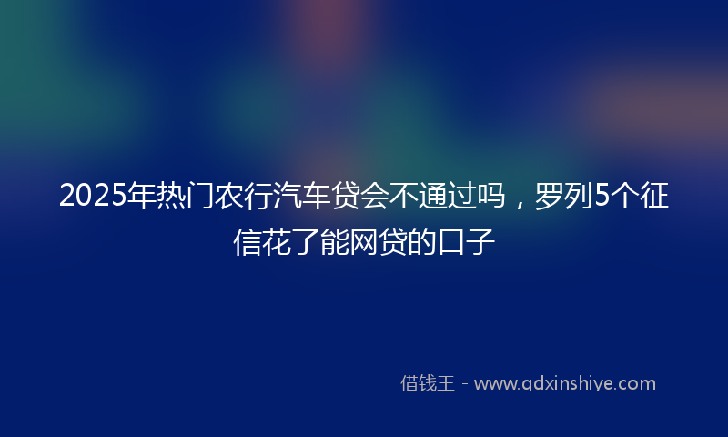 2025年热门农行汽车贷会不通过吗，罗列5个征信花了能网贷的口子
