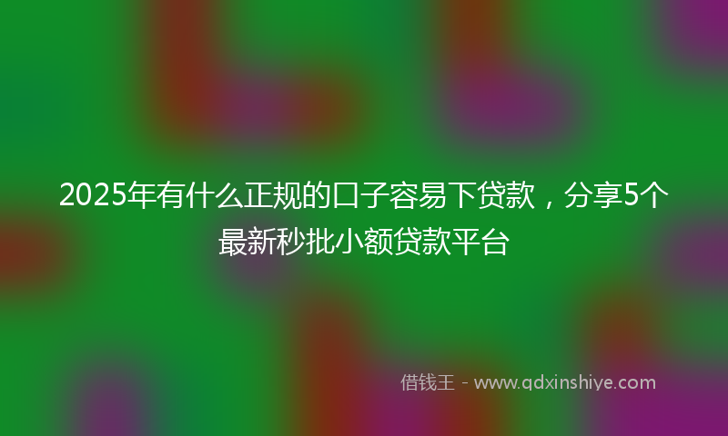2025年有什么正规的口子容易下贷款，分享5个最新秒批小额贷款平台