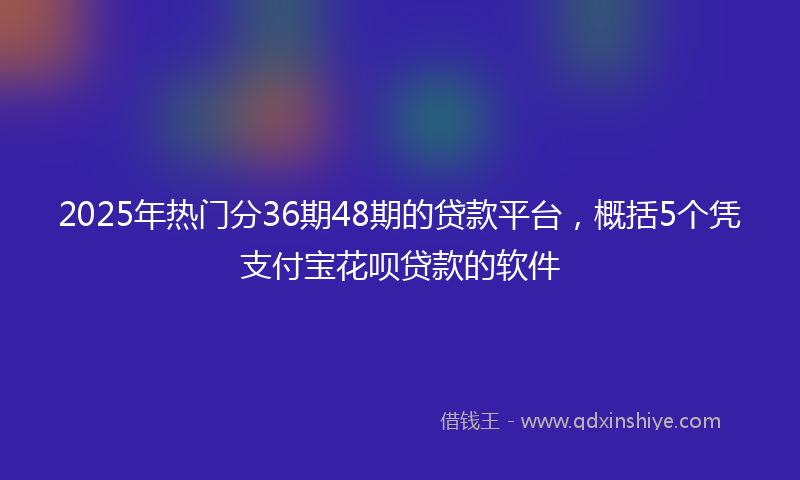 2025年热门分36期48期的贷款平台，概括5个凭支付宝花呗贷款的软件