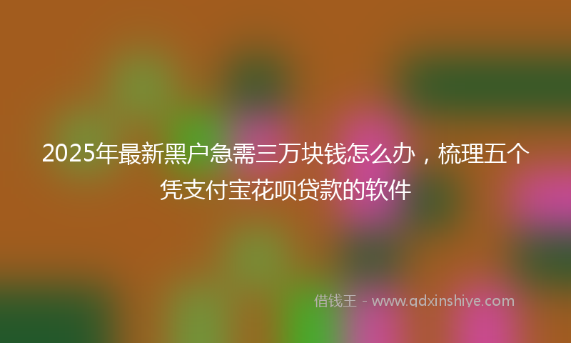 2025年最新黑户急需三万块钱怎么办，梳理五个凭支付宝花呗贷款的软件