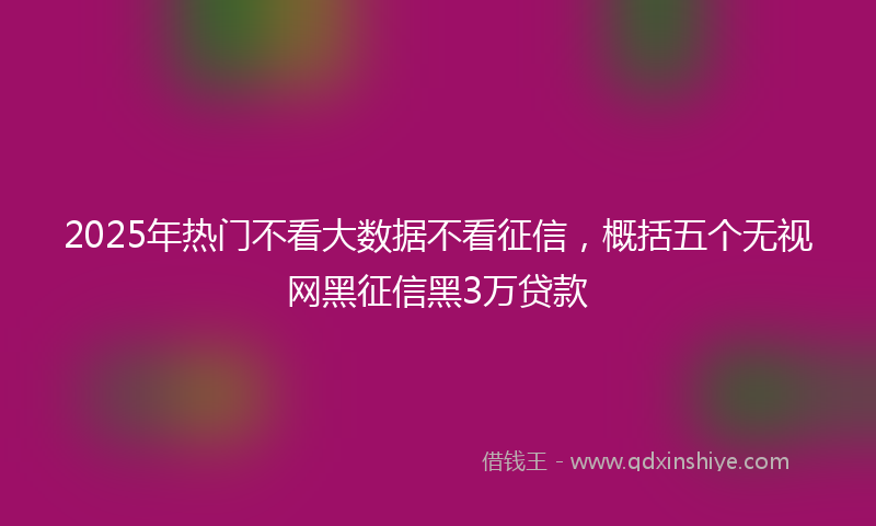 2025年热门不看大数据不看征信，概括五个无视网黑征信黑3万贷款