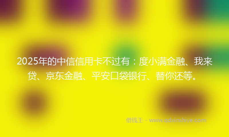 2025年的中信信用卡不过有：度小满金融、我来贷、京东金融、平安口袋银行、替你还等。