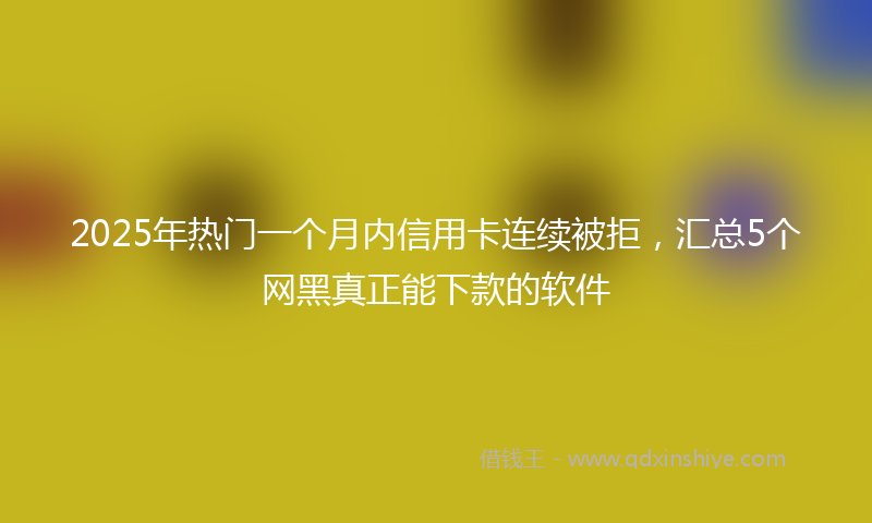 2025年热门一个月内信用卡连续被拒，汇总5个网黑真正能下款的软件