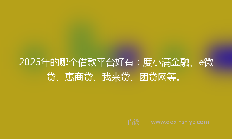2025年的哪个借款平台好有：度小满金融、e微贷、惠商贷、我来贷、团贷网等。