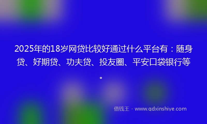 2025年的18岁网贷比较好通过什么平台有：随身贷、好期贷、功夫贷、投友圈、平安口袋银行等。