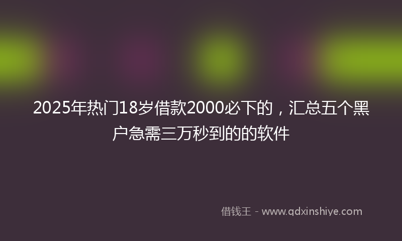 2025年热门18岁借款2000必下的，汇总五个黑户急需三万秒到的的软件