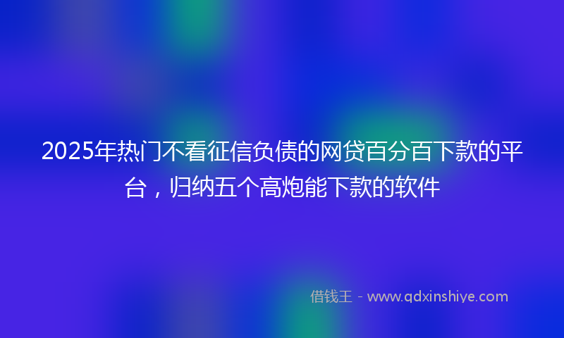 2025年热门不看征信负债的网贷百分百下款的平台，归纳五个高炮能下款的软件