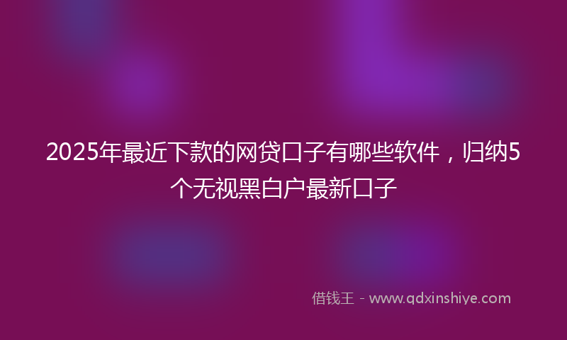 2025年最近下款的网贷口子有哪些软件，归纳5个无视黑白户最新口子