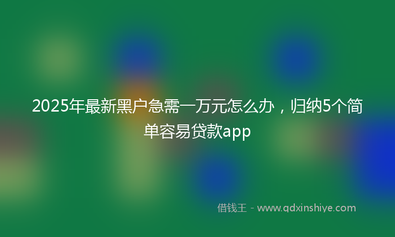 2025年最新黑户急需一万元怎么办，归纳5个简单容易贷款app