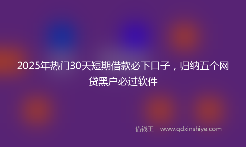 2025年热门30天短期借款必下口子，归纳五个网贷黑户必过软件