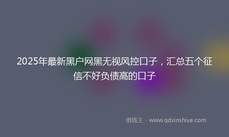 2025年最新黑户网黑无视风控口子，汇总五个征信不好负债高的口子