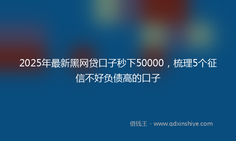 2025年最新黑网贷口子秒下50000，梳理5个征信不好负债高的口子