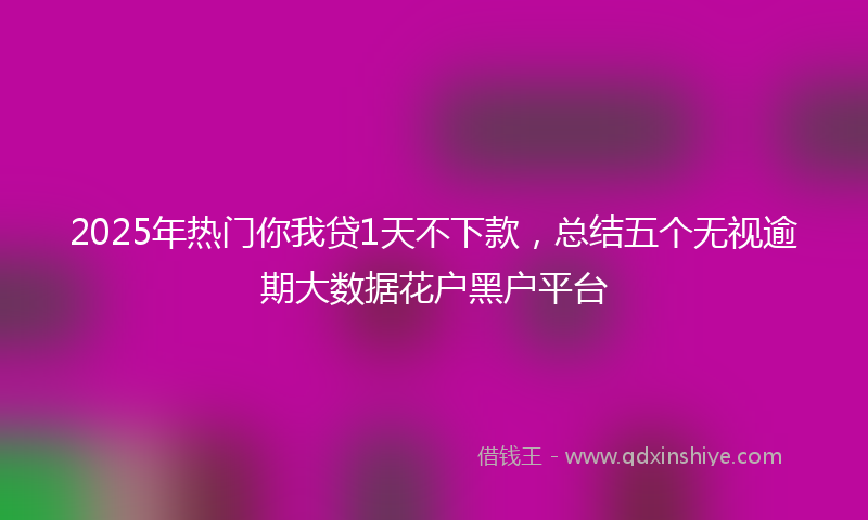 2025年热门你我贷1天不下款，总结五个无视逾期大数据花户黑户平台