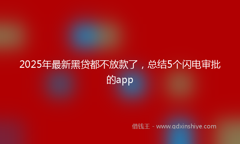 2025年最新黑贷都不放款了，总结5个闪电审批的app