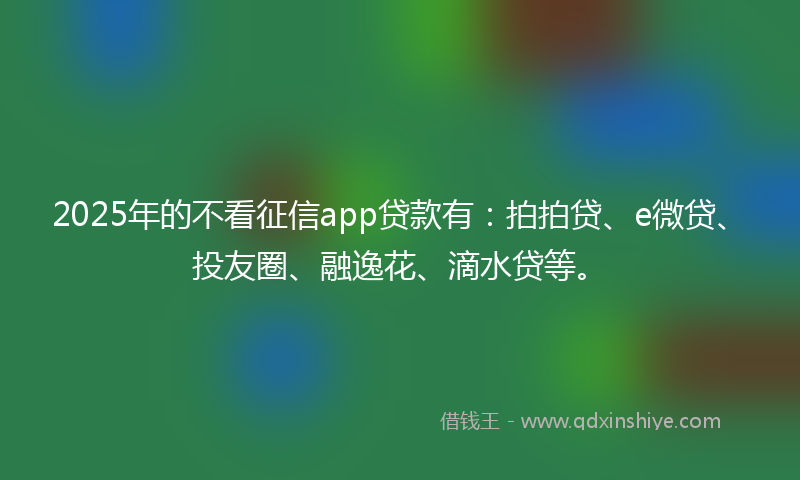 2025年的不看征信app贷款有：拍拍贷、e微贷、投友圈、融逸花、滴水贷等。