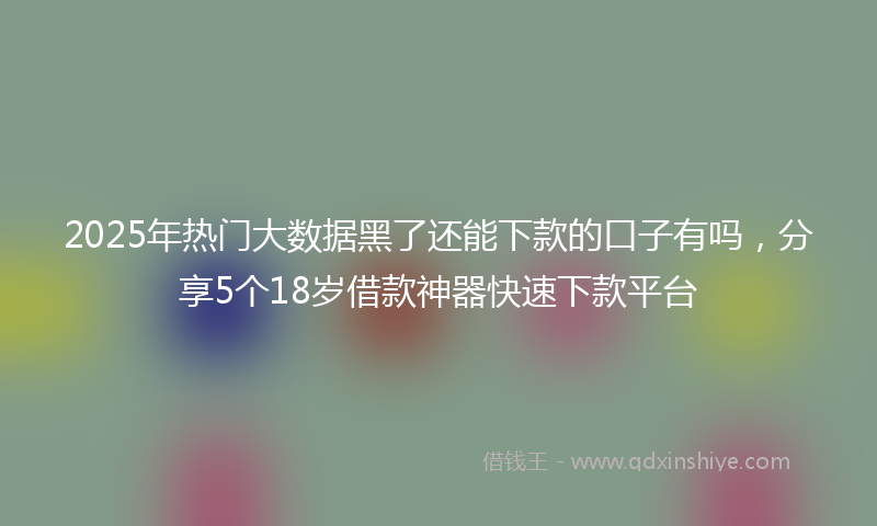 2025年热门大数据黑了还能下款的口子有吗，分享5个18岁借款神器快速下款平台