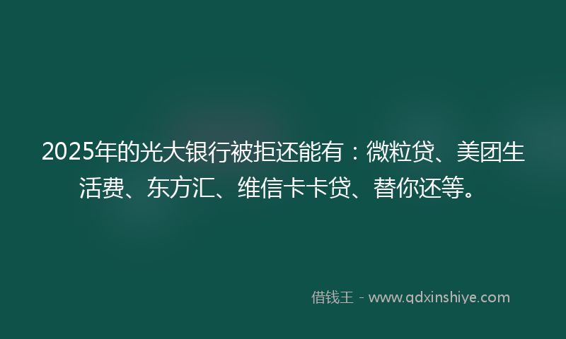 2025年的光大银行被拒还能有：微粒贷、美团生活费、东方汇、维信卡卡贷、替你还等。