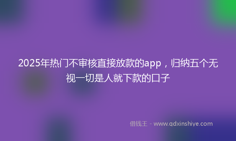 2025年热门不审核直接放款的app，归纳五个无视一切是人就下款的口子